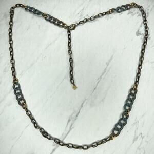 BD Long Metal Chain Link and Coated Link Statement Necklace